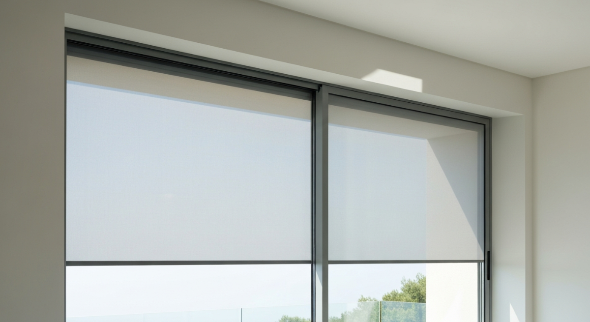 Stores motorisés pour menuiseries minimalistes de villa contemporaine