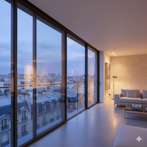 Pose de baies vitrées minimalistes pour loft contemporain à Paris