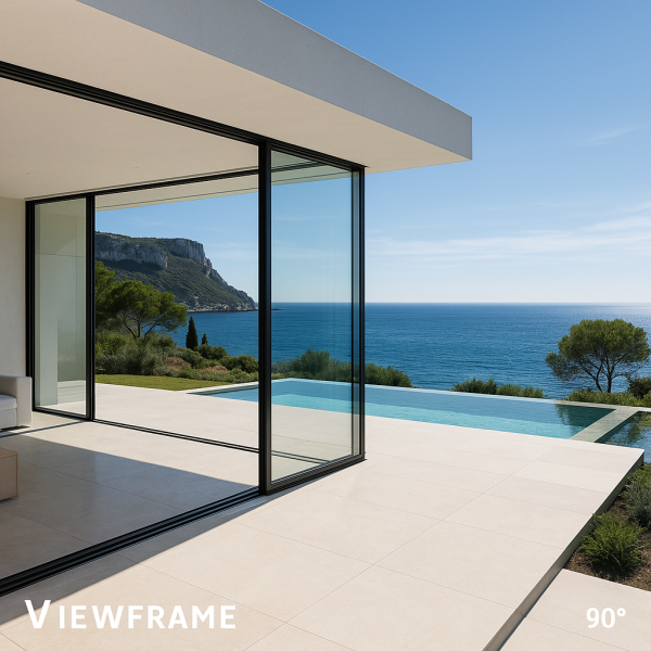 Installation de baies vitrées coulissantes ultra minimalistes à rails invisibles avec angles ouvrants à 90° pour villas de prestige à Cassis