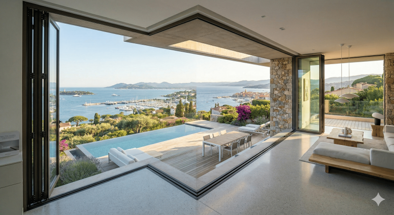 Baies vitrées accordéon haut de gamme en aluminium | Ouverture totale et design contemporain