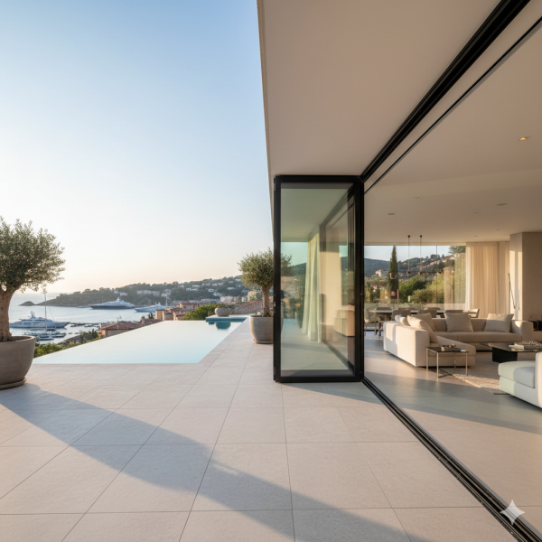 Prix d’une baie vitrée accordéon à Saint-Tropez pour villa haut de gamme