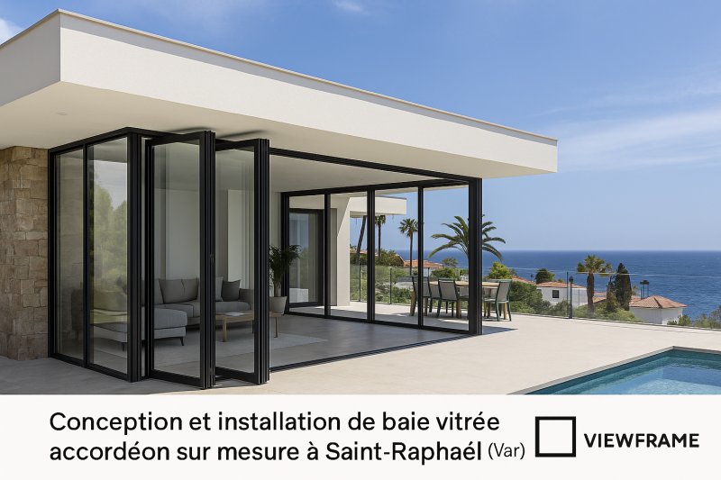 Conception et installation de baie vitrée accordéon sur mesure à Saint-Raphaël dans le Var