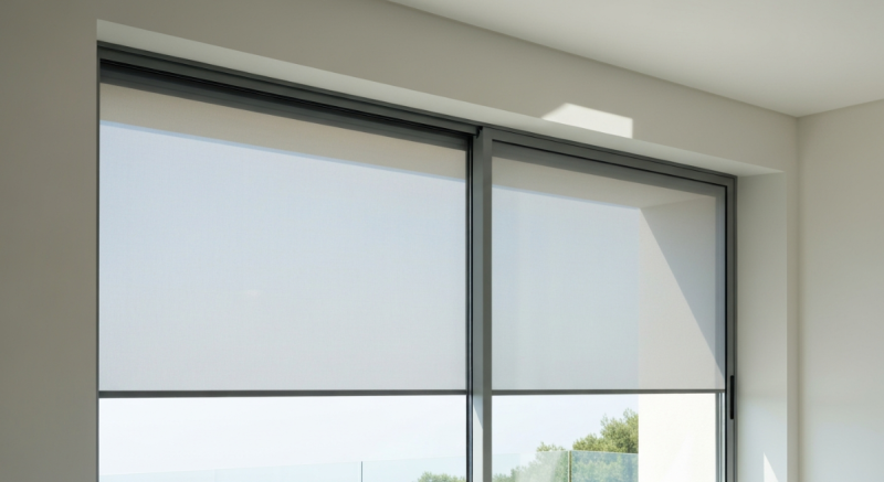 Stores motorisés pour menuiseries minimalistes de villa contemporaine